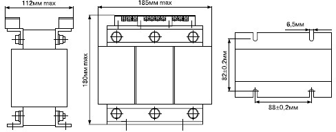 Габаритные размеры трансформатора 3ТСШ-0,63-380-220