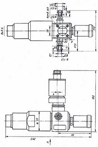 Рис.1. Габаритные и присоединительные размеры блока наддува УФ 90083-006