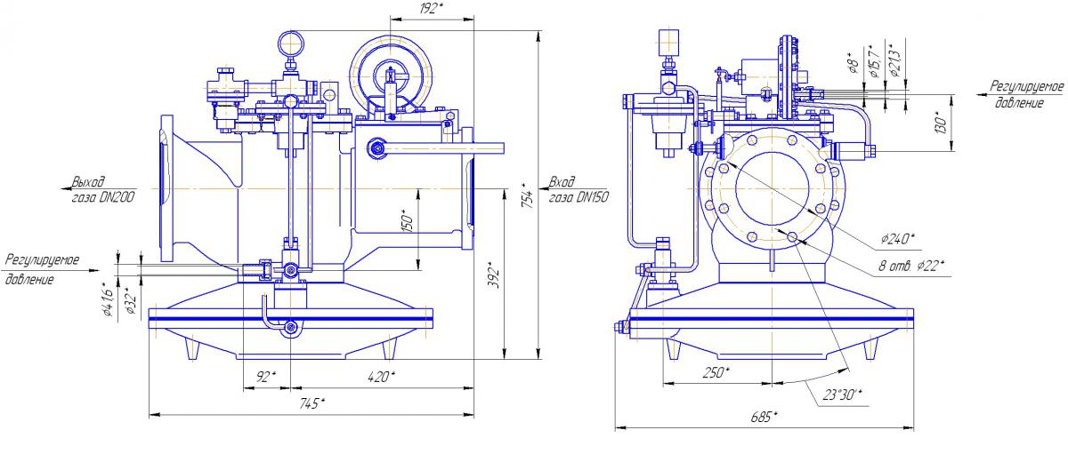 Габаритные размеры РДГ-25,-50,-80,-150,-200