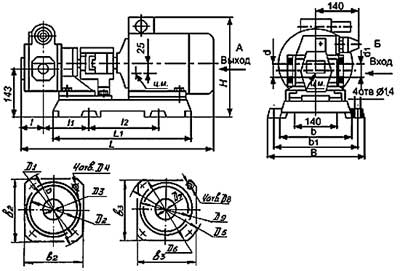 Габаритные и присоединительные размеры шестеренных насосов Ш40