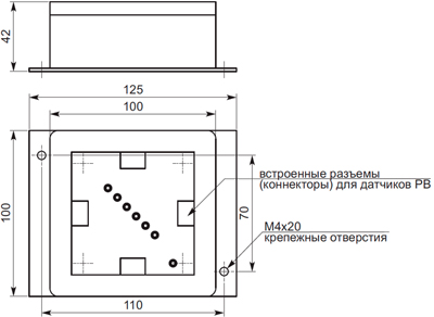 Рис.1. Монтажно-габаритные размеры коробки-сумматора KPB-4