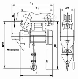 Рис.1. Схема тали электрической канатной передвижной ТЭ-320