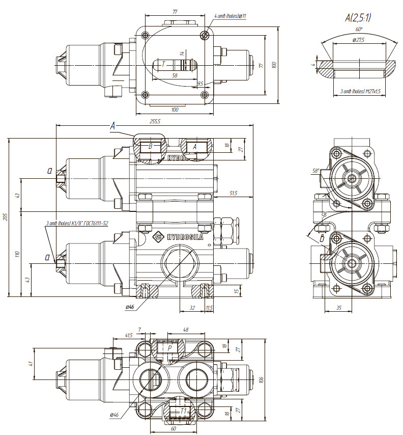 Габаритные размеры MR100.T4.P