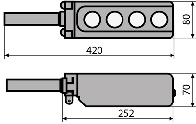 Рис.2. Габаритный чертеж поста кнопочного XAL-B3-4713К