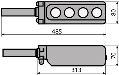 Рис.1. Габаритный чертеж поста управления XAL-B3-6713К