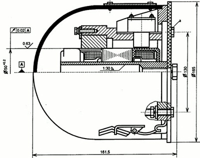 Рис.1. Схема габаритных размеров тахогенератора ТС-1М